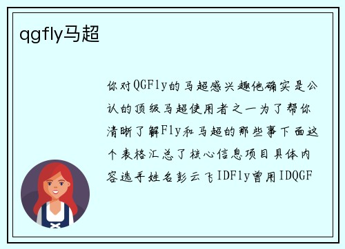 qgfly马超